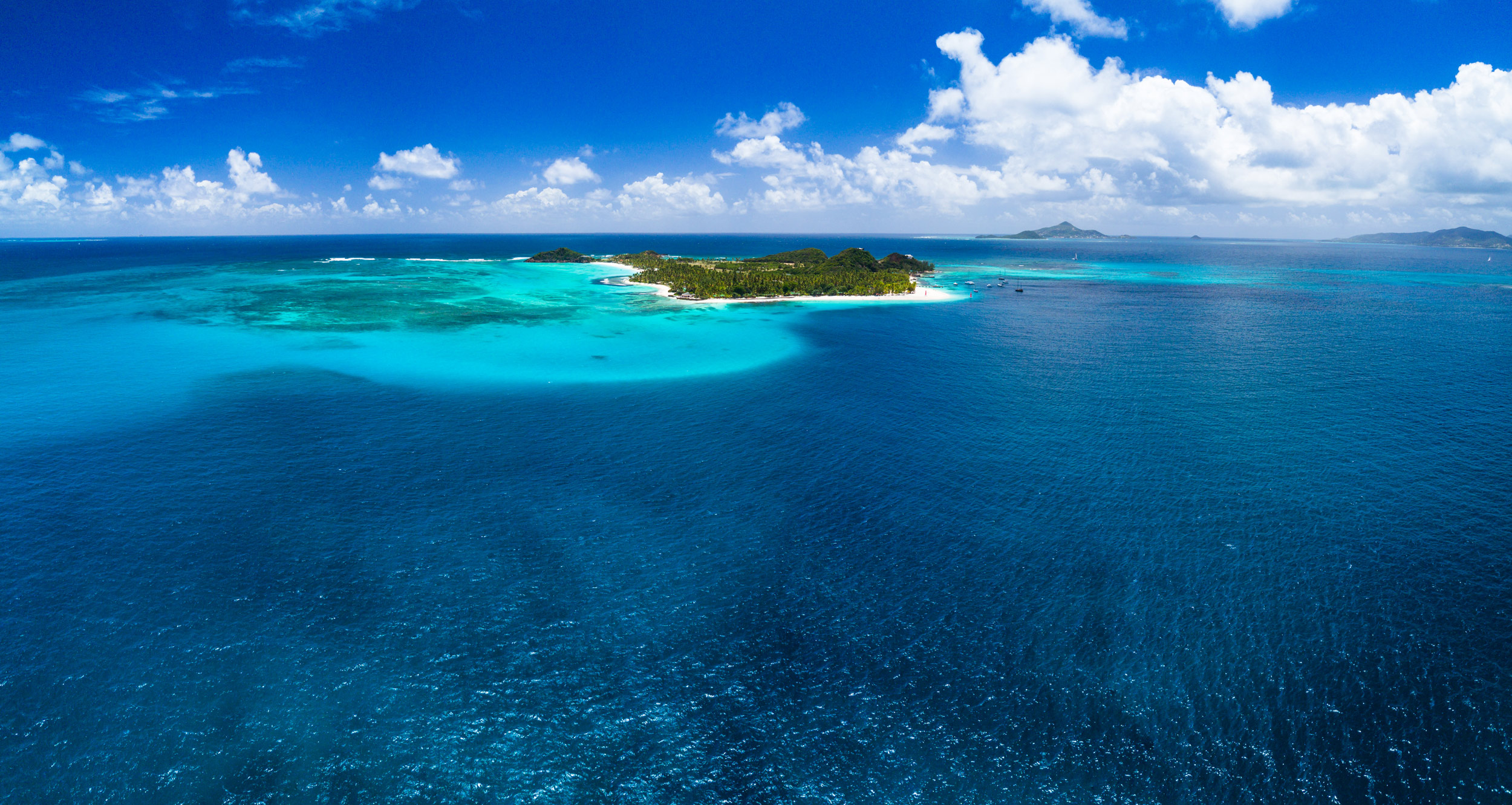 aerial shot of the tobago cays